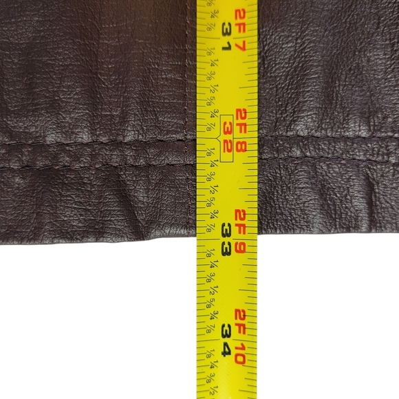 DANY Leather Coat  Women Size L Brown Hooded Zip Snaps 4 Pockets Cinched Vintage - Picture 11 of 13